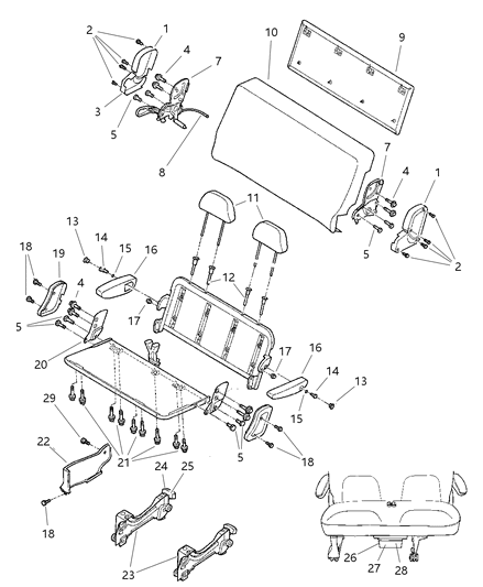 Recliner Seat Back Outboard Diagram for 5018892AA