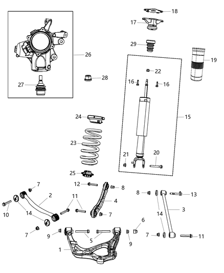 Shock Absorber Kit Suspension Rear Diagram for 68334578AA