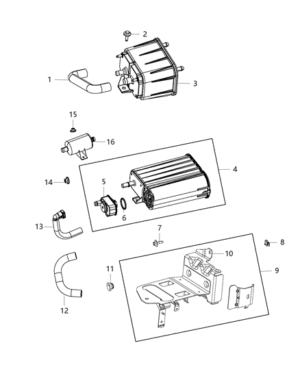 Bracket Leak Detection Pump Filter Diagram for 52121512AD