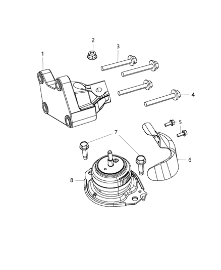 2000 Dodge Ram 3500 Van Bracket Engine Mount Diagram for 52124986AB