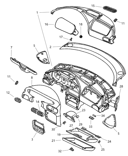 1997 Chrysler Cirrus Reinforcement Instrument Panel Diagram for 4595639AB