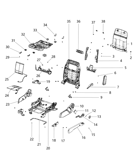 Panel Front Seat Back Diagram for 1RX051XLAA