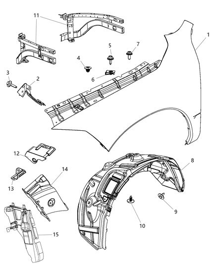 Panel Fender Diagram for 68054339AB
