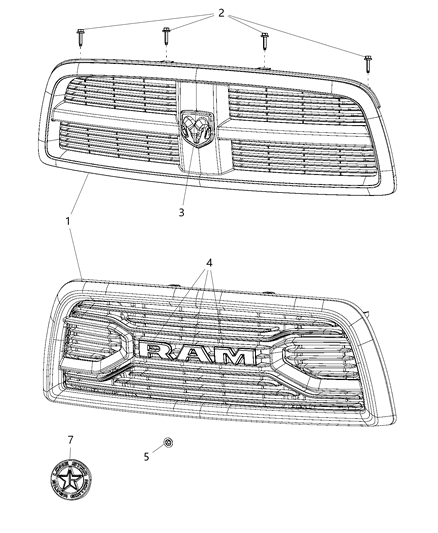 1996 Dodge Stratus Grille Radiator Diagram for 68366701AA