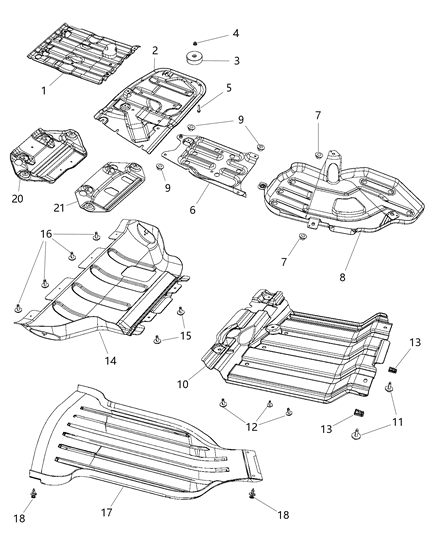 Belly Pan Extension Front Steering Gear Guard Diagram for 68187867AC