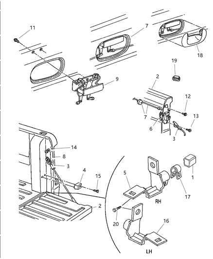 Latch Tailgate, Rear Driver Side Diagram for 55076165AB