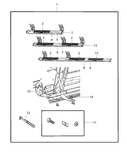 2003 Chrysler Concorde Step Left Side Two Step, Driver Side Diagram for 68044489AA