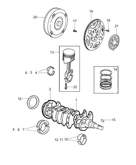 2017 Dodge Durango Bearing Package Connecting Rod Standard Diagram for 5012588AA