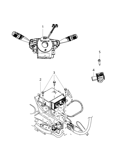 Clockspring Steering Column Control Module w/ Angle Sensor Diagram for 68067552AJ