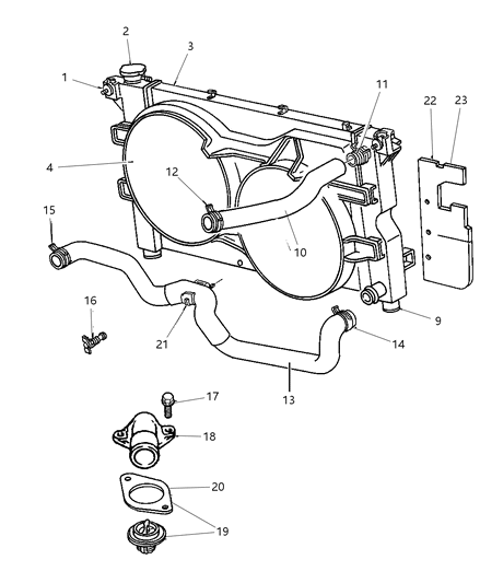 Hose And Clamp Radiator Outlet Diagram for 4809281AC