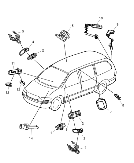 Switch Package Liftgate Latch Diagram for 5080529AB