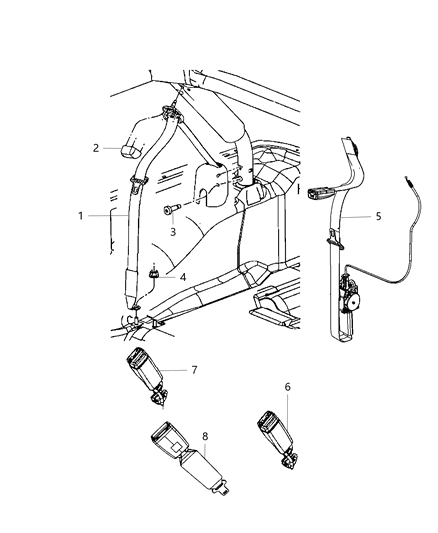 Seat Belt Rear Outer Diagram for 5KP121DVAC
