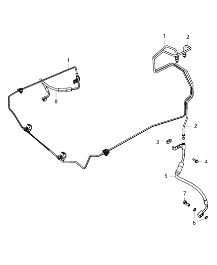 Tube Brake Hydraulic Control Unit To Left Front Hose Diagram for 68346923AA