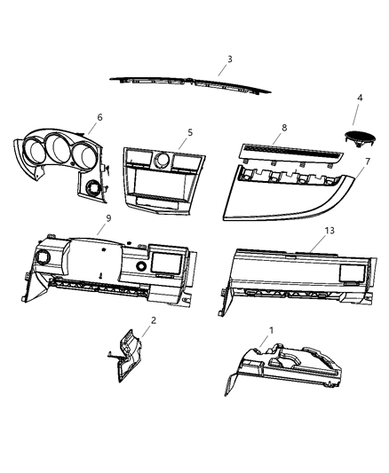 1985 Dodge D250 Bezel Instrument Panel Diagram for XT10XDBAD