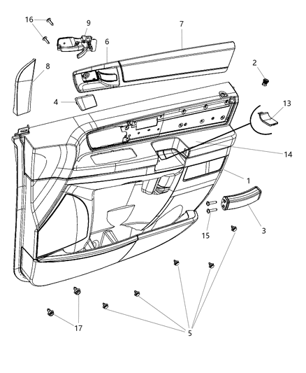 Armrest Front Door Trim Diagram for 1UX58HL9AA