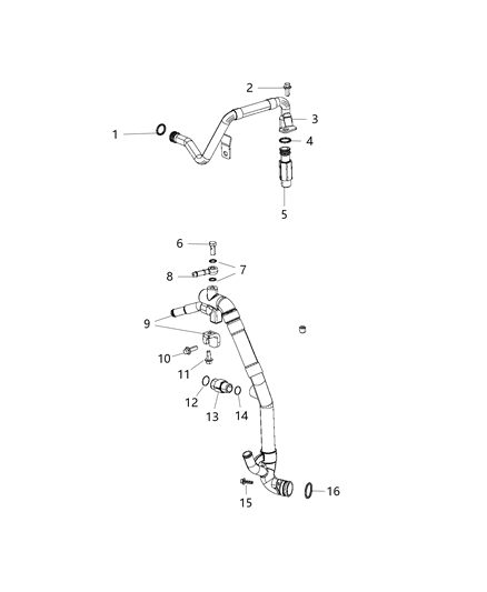 2015 Ram 3500 Tube Water Outlet Diagram for 68325443AA