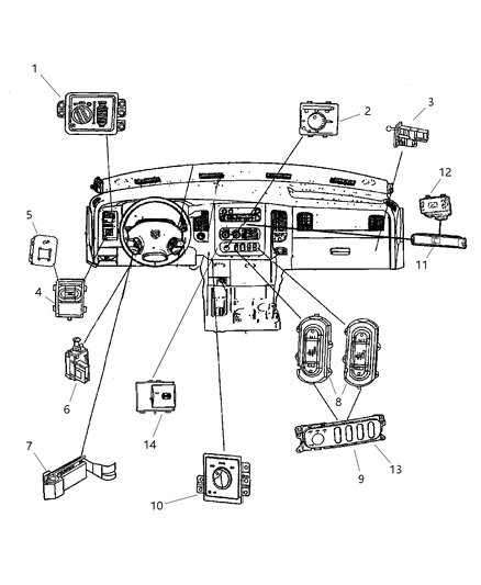 Switch Transfer Case Mode Diagram for 68021674AA
