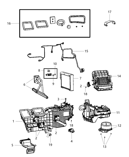 Housing Distribution: Doors, Plate, Coupler, Packing Diagram for 68048891AB