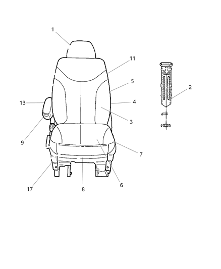 Frame Front Seat Cushion Diagram for 68029094AA