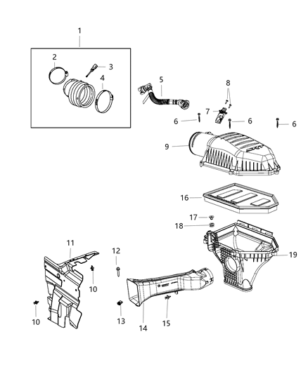 1986 Dodge B350 Cover Air Cleaner Diagram for 68175165AC
