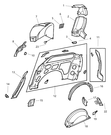 2002 Dodge Grand Caravan Plug Bodyside Aperture Diagram for 5005514AA