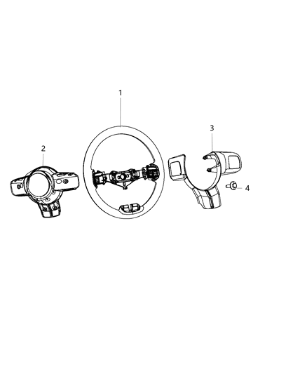 2010 Jeep Grand Cherokee Bezel Steering Wheel Diagram for 1TE64LS5AB