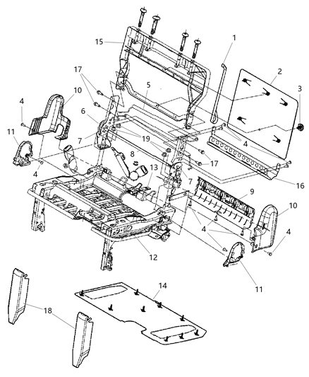 Bezel 3RD Row Pull Strap Diagram for 1US97DX9AB