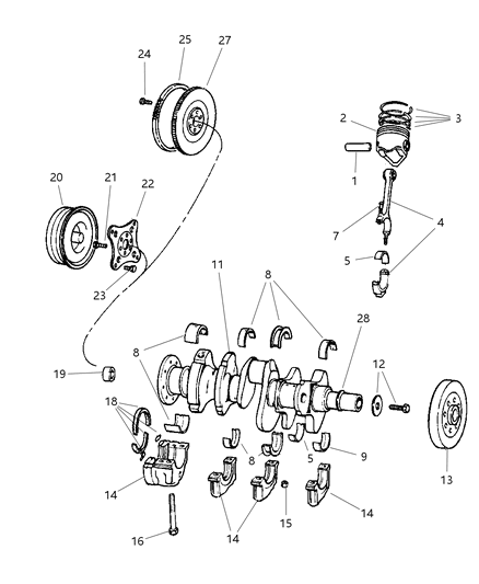 2004 Chrysler PT Cruiser Piston Pin And Rod Diagram for 4778861AB