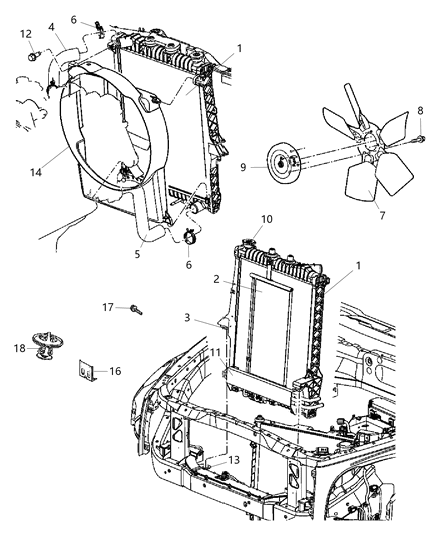 2006 Dodge Durango Radiator Engine Cooling Diagram for 52029043AC