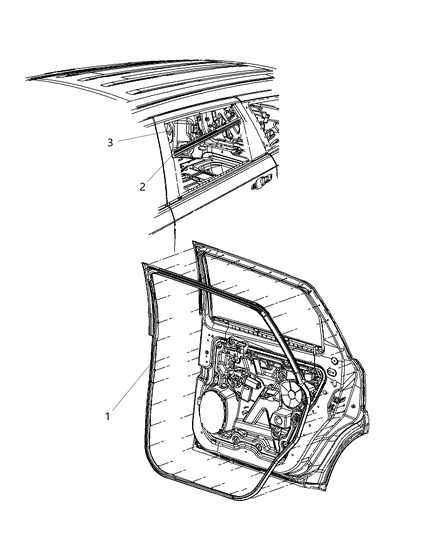 2004 Chrysler Town & Country Weatherstrip Rear Door Body Mounted Diagram for 5076860AE
