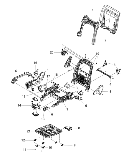 2004 Dodge Caravan Panel Front Seat Back Diagram for 1UP04BD3AC