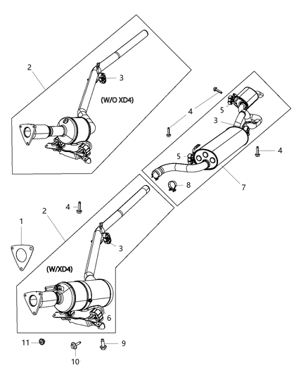 Pipe And Converter Exhaust Diagram for 68085280AD