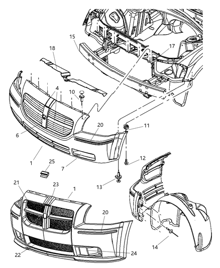 Crossmember Front Support Headlamp Diagram for 4805844AF