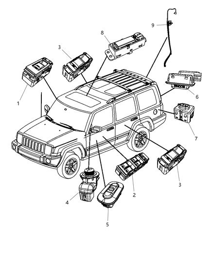 2009 Jeep Commander Switch Liftgate Diagram for 68023661AA