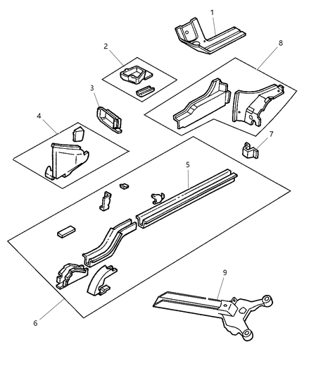 1985 Dodge Diplomat Rail Frame Side, Rear Diagram for 4580299AD