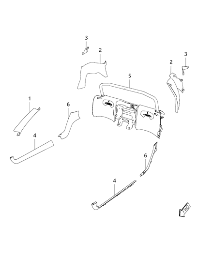 2025 Jeep Wagoneer Carpet Insert B - Pillar Diagram for 1WS17DX9AD