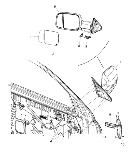 Mirror Outside Rearview Diagram for 1UK681RPAF