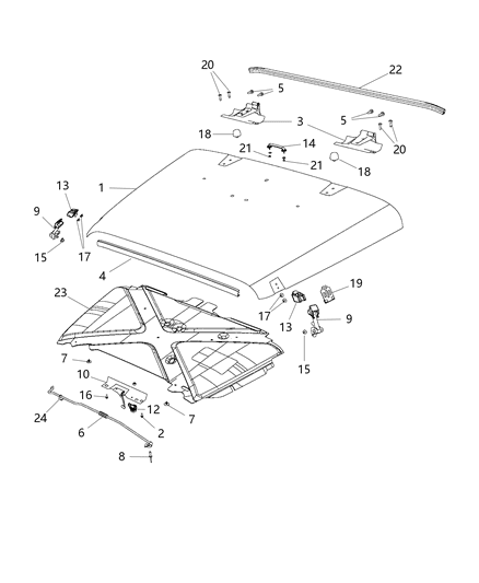 1986 Jeep J20 Protector Hood Diagram for 55000973AB