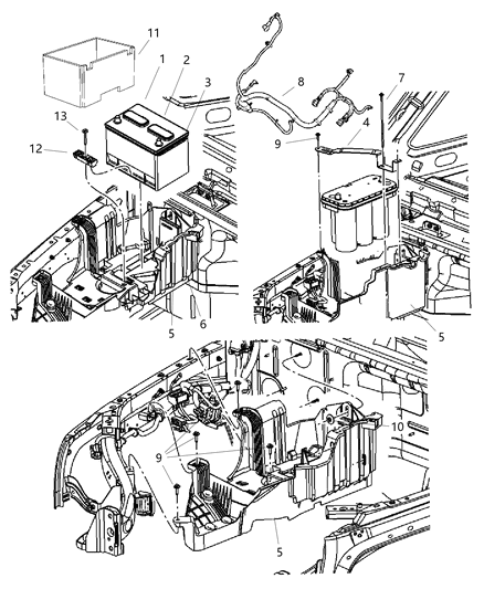 Bracket Battery Hold Down Diagram for 55397393AB