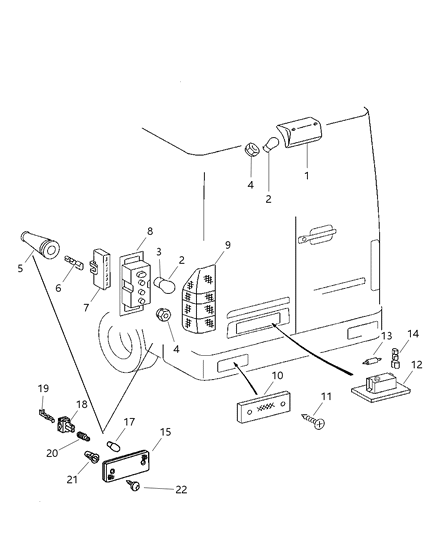 2015 Ram ProMaster 3500 Lens Reflector On Side Panel Diagram for 5124605AA