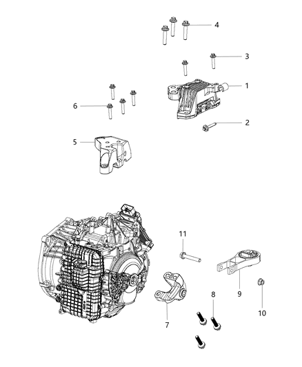 Isolator Transmission Mount Diagram for 68224909AA