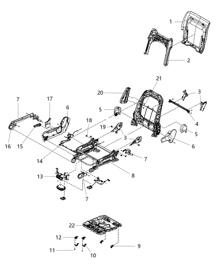 2002 Dodge Caravan Panel Front Seat Back Diagram for 1UP041D3AA