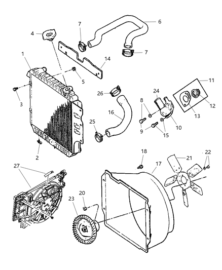 2023 Jeep Grand Wagoneer L Radiator Engine Cooling, 25 Pc Min Qty Mix & Match Diagram for 55037654AC