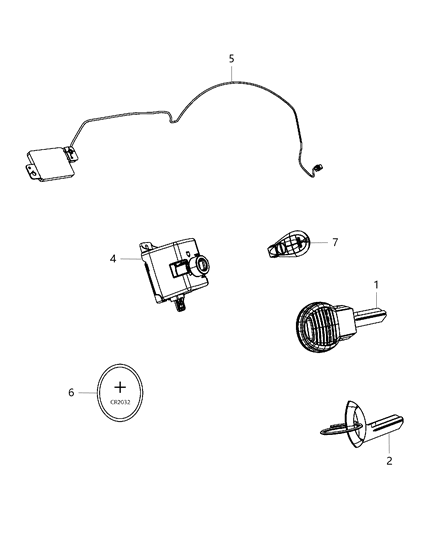 Transmitter Integrated Key Fob Diagram for 56046639AD