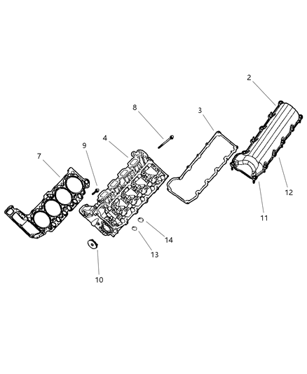 2006 Chrysler PT Cruiser Gasket Package Engine Upper See Notes Diagram for 5135794AA
