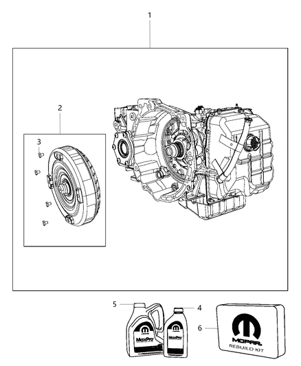 Transmission Kit With Torque Converter Diagram for 68090721AC