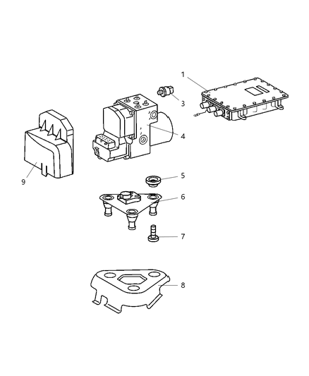Bracket Hydraulic Control Unit Lower Diagram for 5104088AA