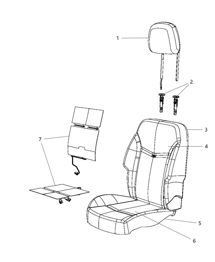 Headrest Front Diagram for 1WU31DX9AB