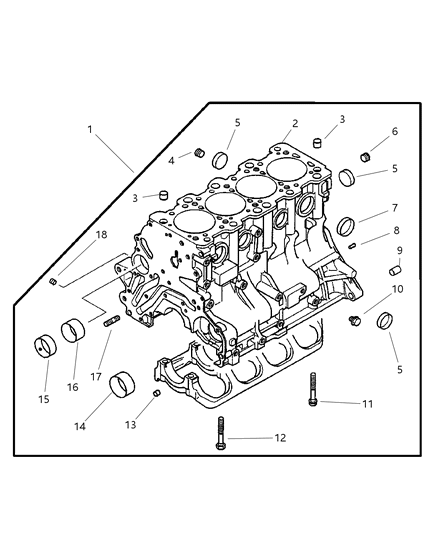 2013 Jeep Patriot Bolt Main Bearing Cap Diagram for MD183236