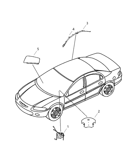 2005 Chrysler Sebring Air Bag Passenger, Passenger Side Diagram for RD43WL8AK